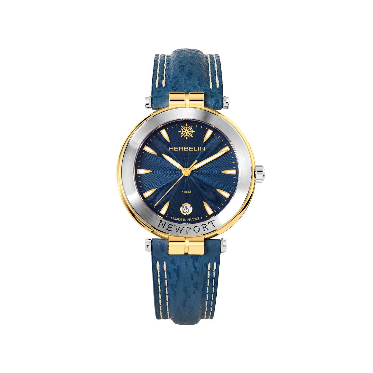 HERBELIN Men's Newport Blue Leather Watch 12255T35
