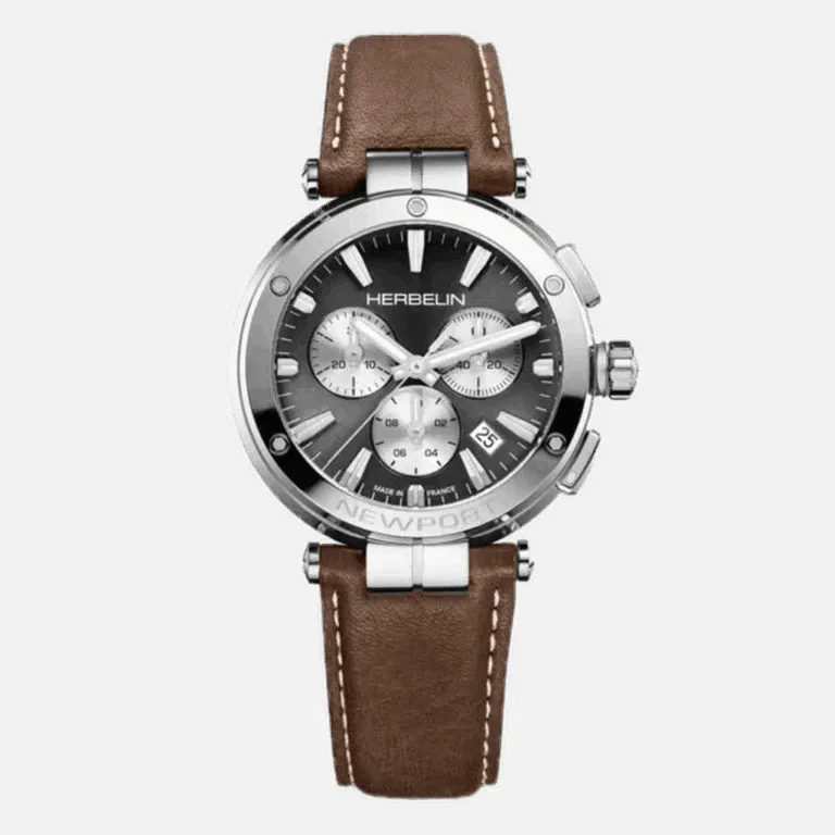 HERBELIN Men's Newport Chronograph Leather Watch 37658AP24MA