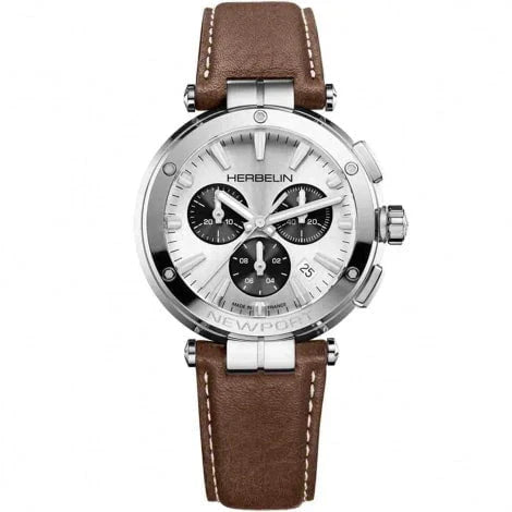 HERBELIN Men's Newport Chronograph Leather Watch 37658AP42MA