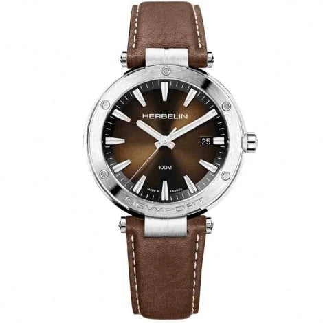 HERBELIN Men's Newport Brown Leather Watch 12288A27MA
