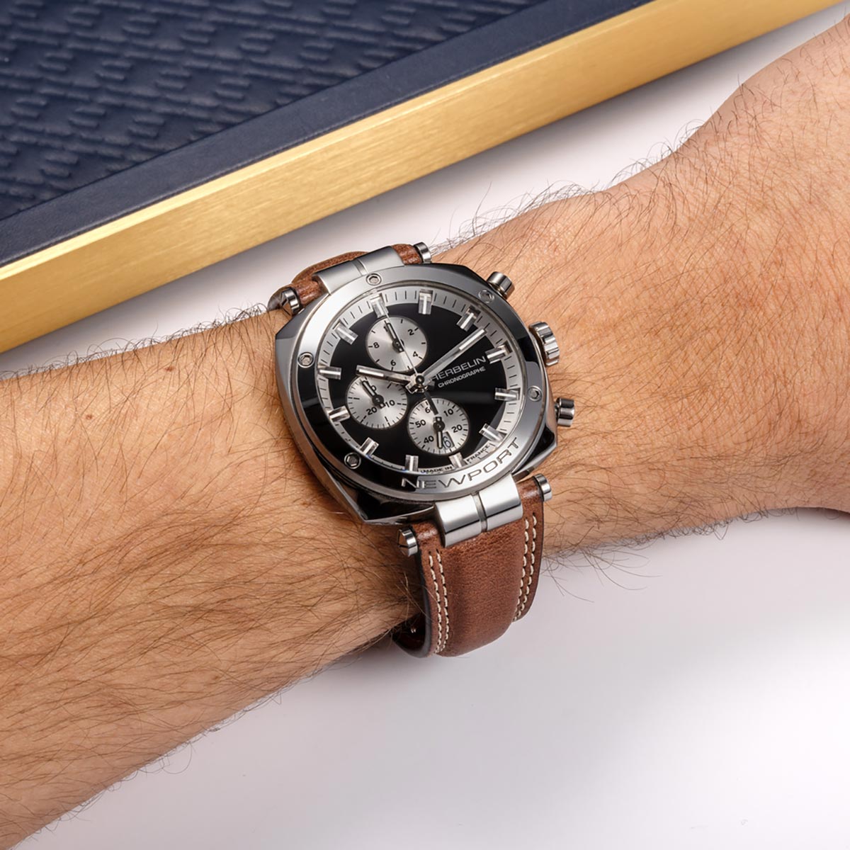 HERBELIN Men's Newport Heritage Chronograph Watch 35664AP24BR
