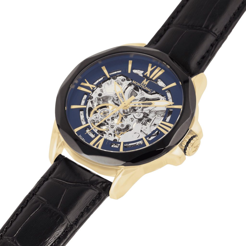 Montre MONTIGNAC Homme Automatique en Cuir Noir MOW805