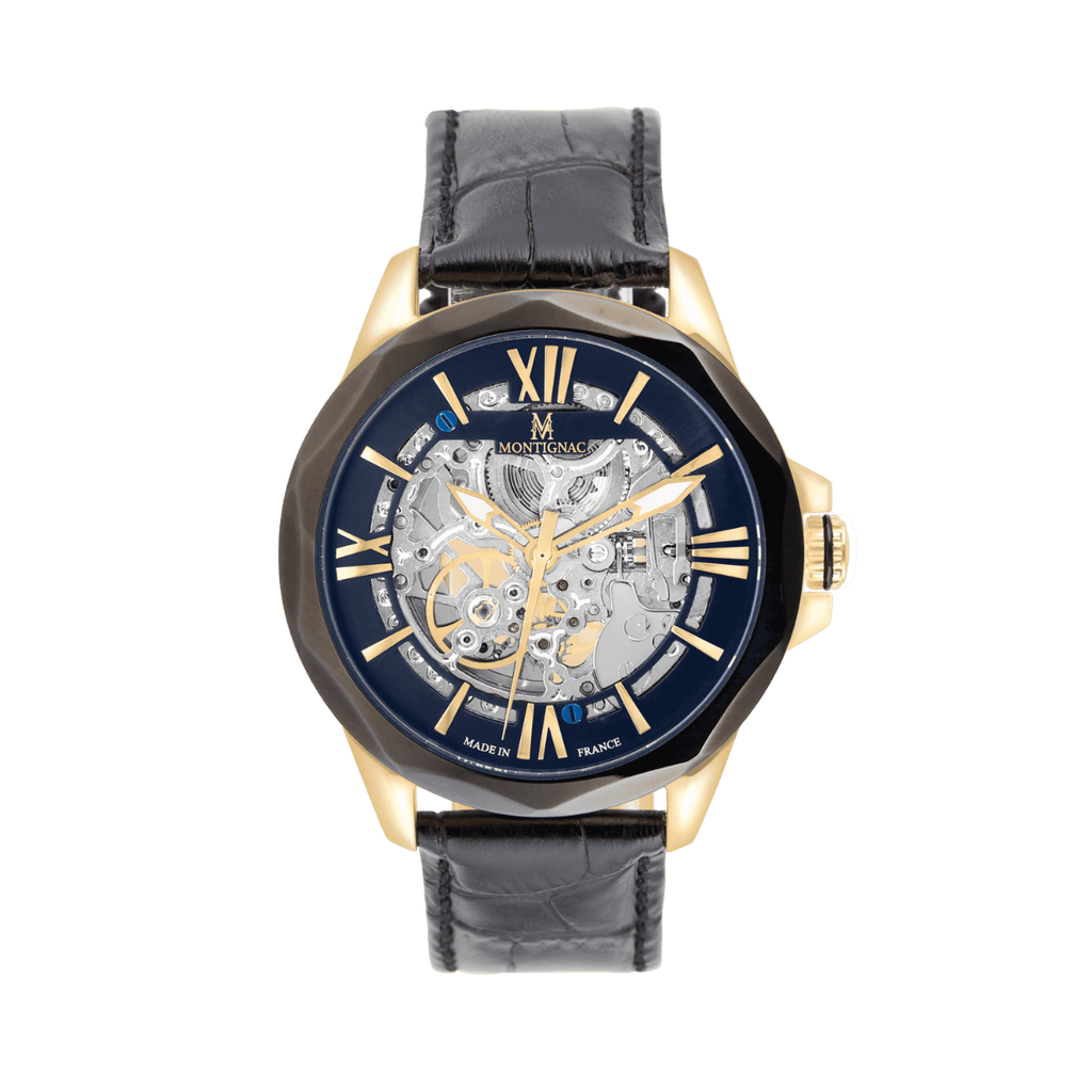 Montre MONTIGNAC Homme Automatique en Cuir Noir MOW805
