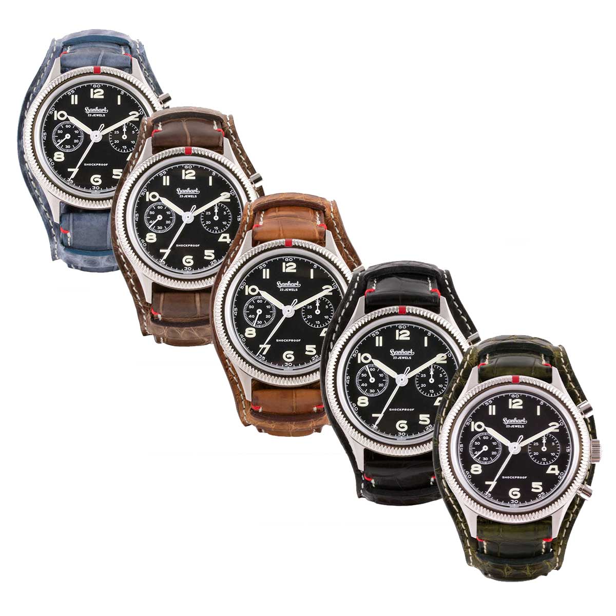 Bracelet Bund ABP Concept X Hanhart 1882 pour 417ES - Bracelet-montre cuir - Alligator