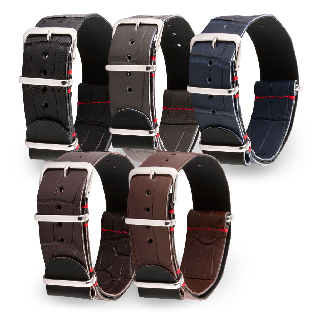 Bracelet ABP Concept X Hanhart 1882 - Nato cuir - Alligator (noir, gris, bleu, marron)