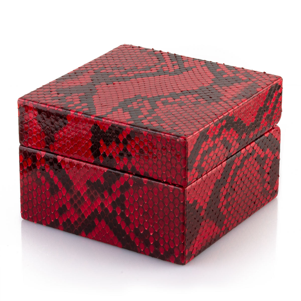 Leather watch box - Case for 1 watch - Red/black python