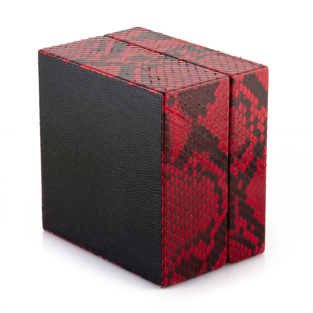 Leather watch box - Case for 1 watch - Red/black python
