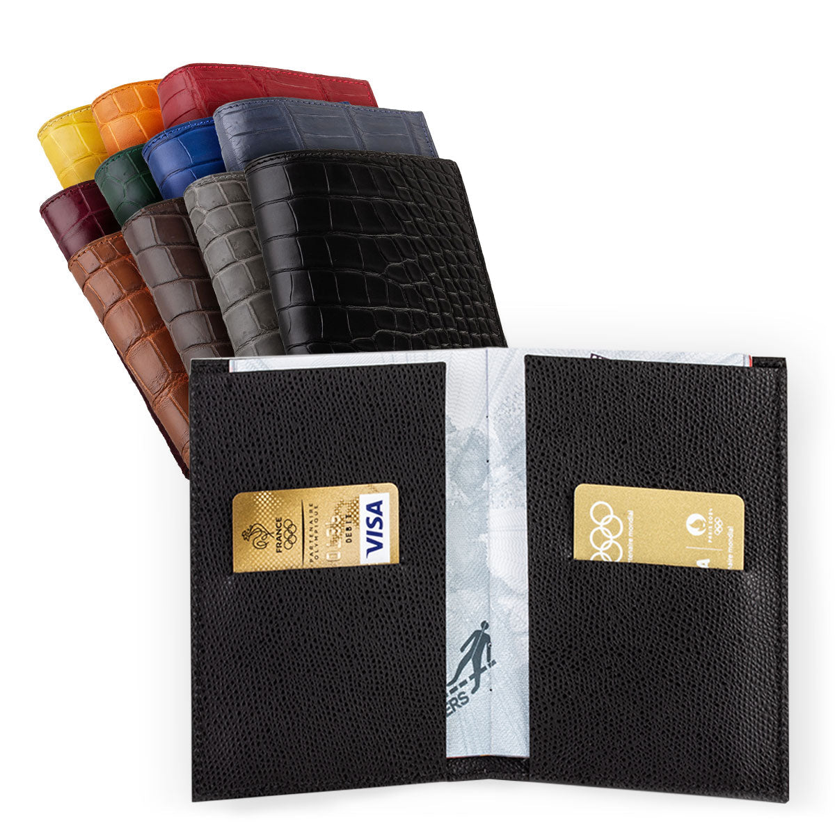 Etui à Passeport en cuir "Essential" - Alligator (noir, bleu, vert, marron, orange...)