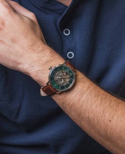 PIERRE LANNIER Men's Automatic Brown Leather Watch 323D174