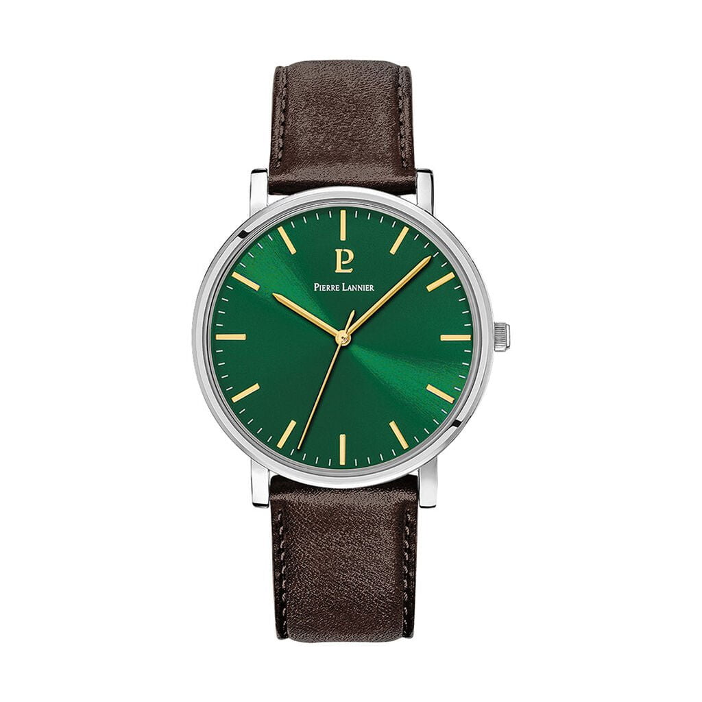 PIERRE LANNIER Men's Essential Brown Leather Watch 217G174