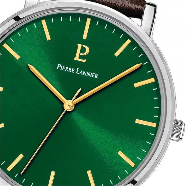 PIERRE LANNIER Men's Essential Brown Leather Watch 217G174