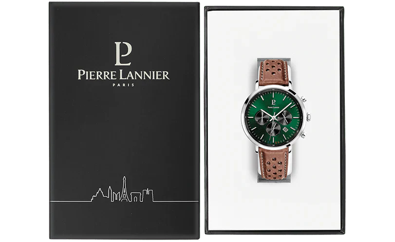 PIERRE LANNIER Men's Green Baron Chronograph Watch 219G164