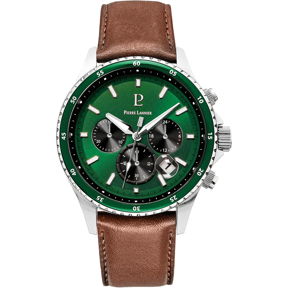 Montre PIERRE LANNIER Homme Cronos en Cuir Marron 227G164