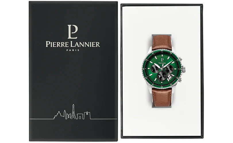 Montre PIERRE LANNIER Homme Cronos en Cuir Marron 227G164