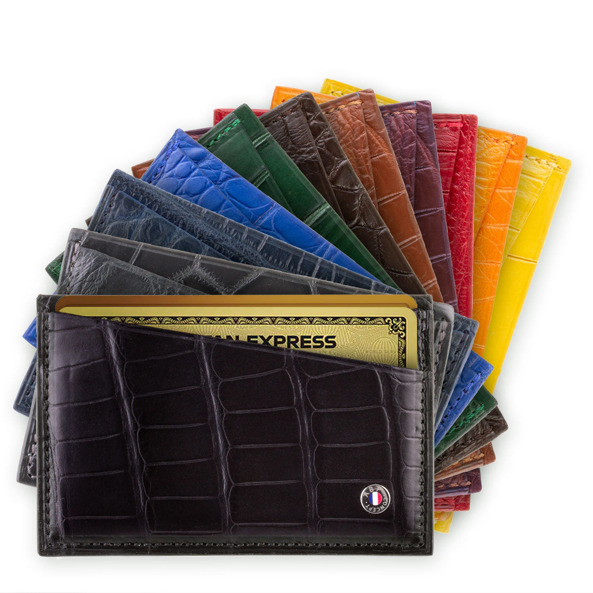Etui cartes bancaires cuir "Essential" - Alligator (noir, bleu, vert, marron, orange...)