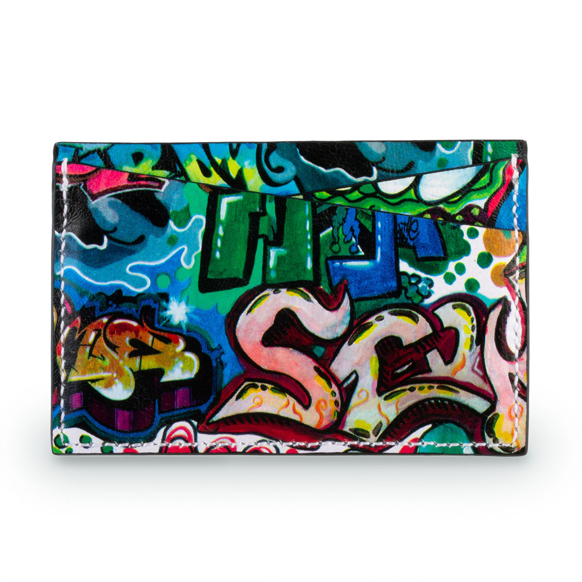 Etui cartes bancaires cuir "Street Art" - Veau
