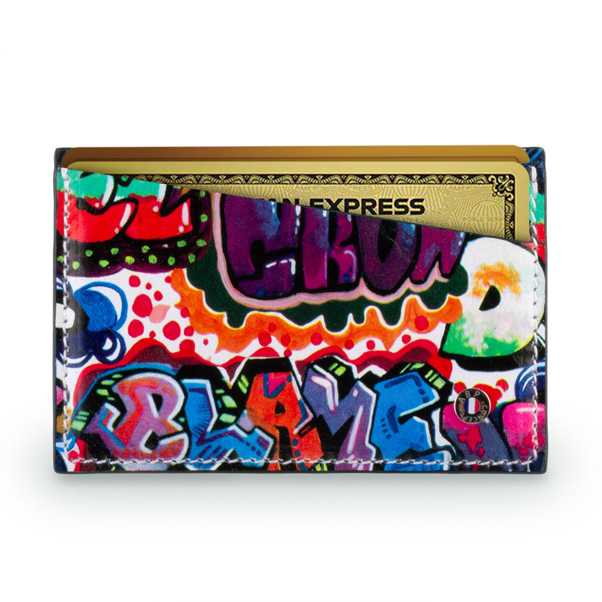 Etui cartes bancaires cuir "Street Art" - Veau