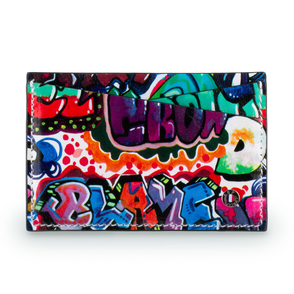 Etui cartes bancaires cuir "Street Art" - Veau