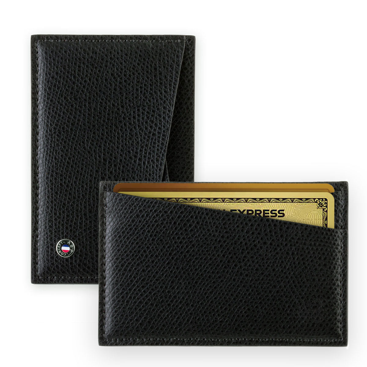 Etui cartes bancaires cuir "Essential" - Veau grainé (noir, bleu, vert, marron, orange...)
