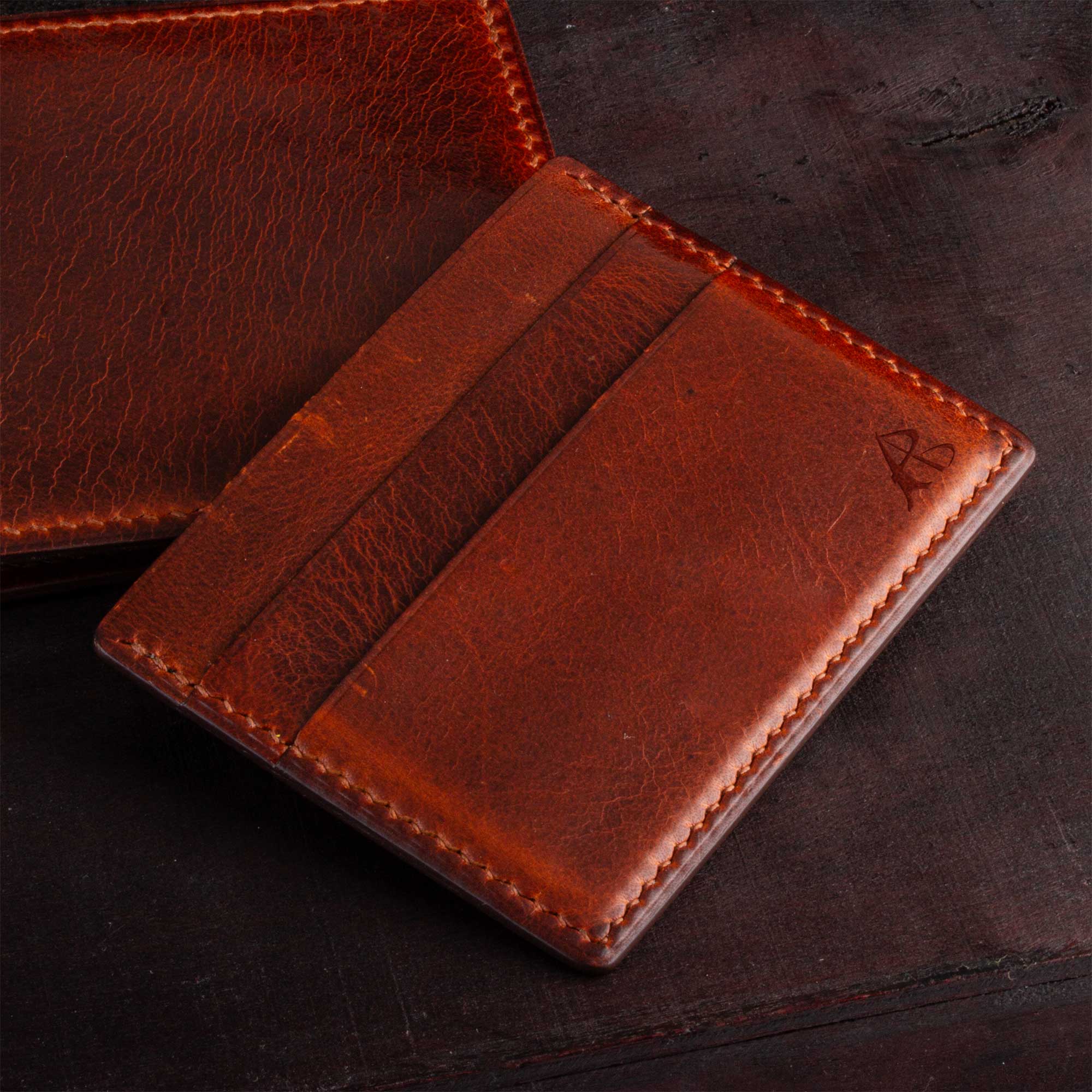 Etui cuir cartes bancaires "Colorado" - Veau tannage waxé marron