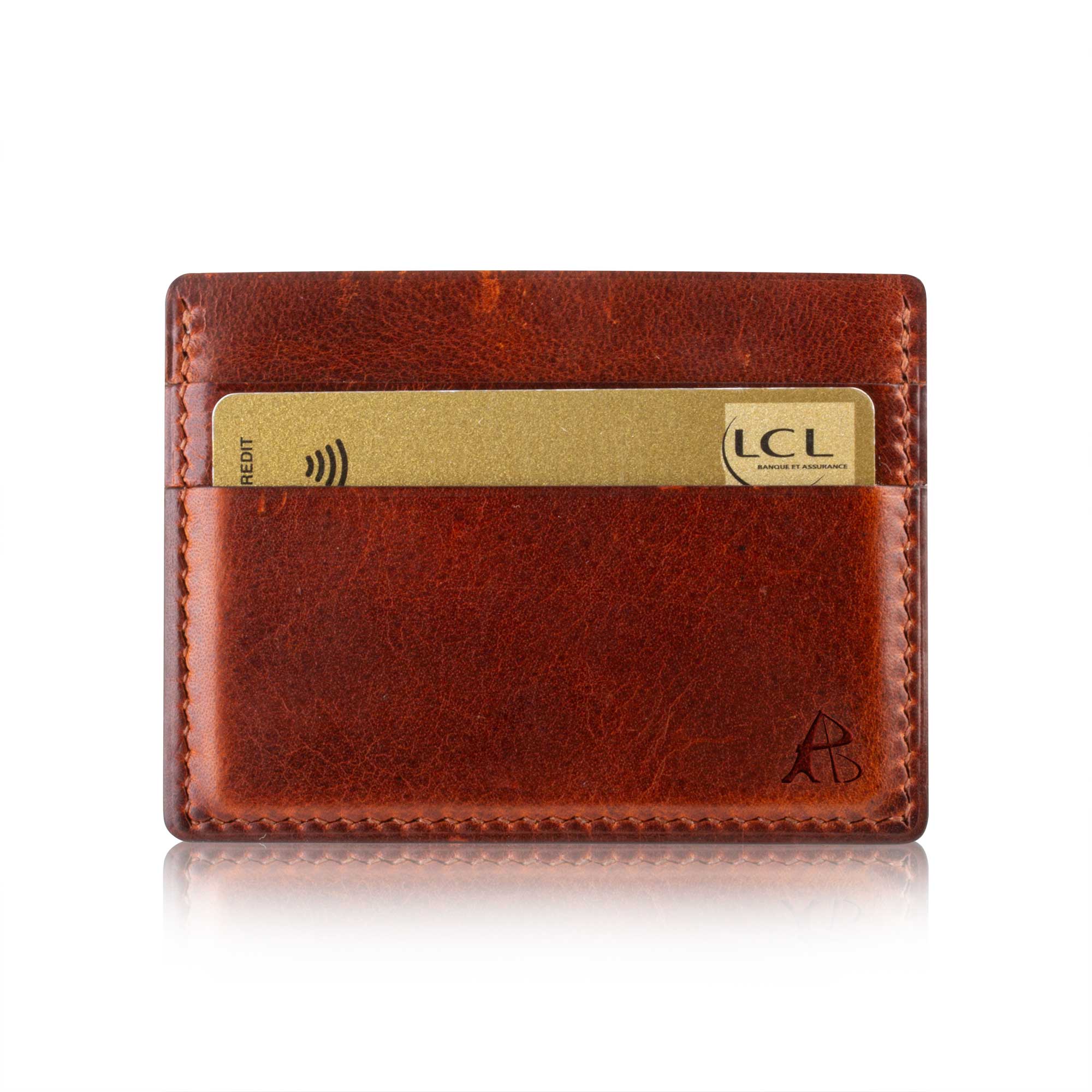Etui cuir cartes bancaires "Colorado" - Veau tannage waxé marron