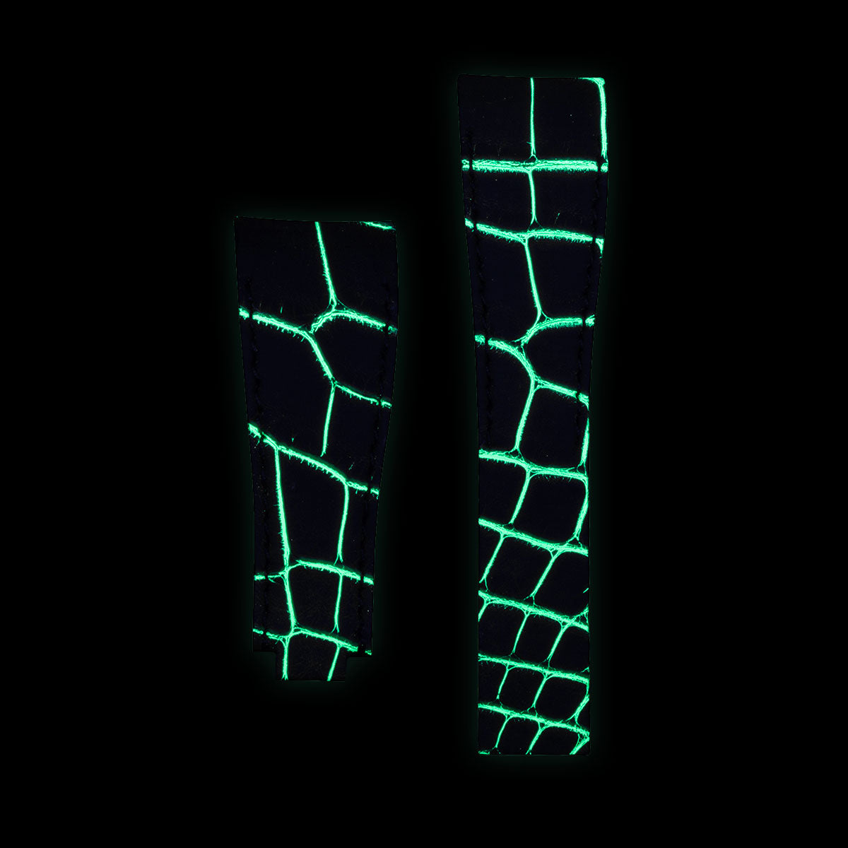 Rolex – R Strap Fluorescent Leather Watch Strap – Black/Green Alligator