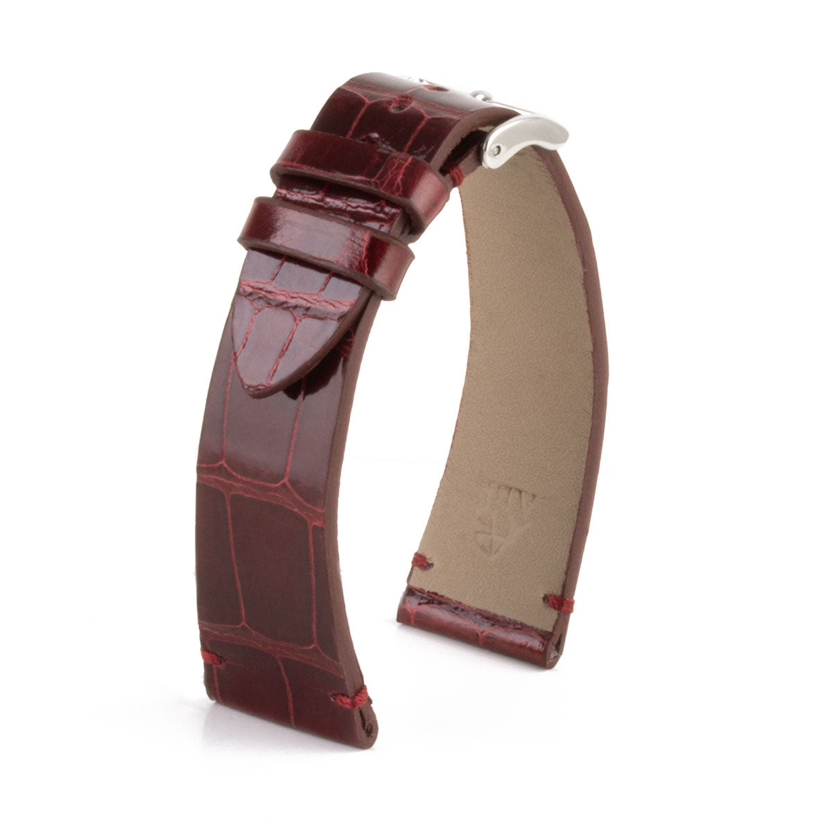 Bracelet "Retro" - Bracelet montre cuir - Alligator brillant (noir, bleu, vert, marron, bordeaux, rouge)