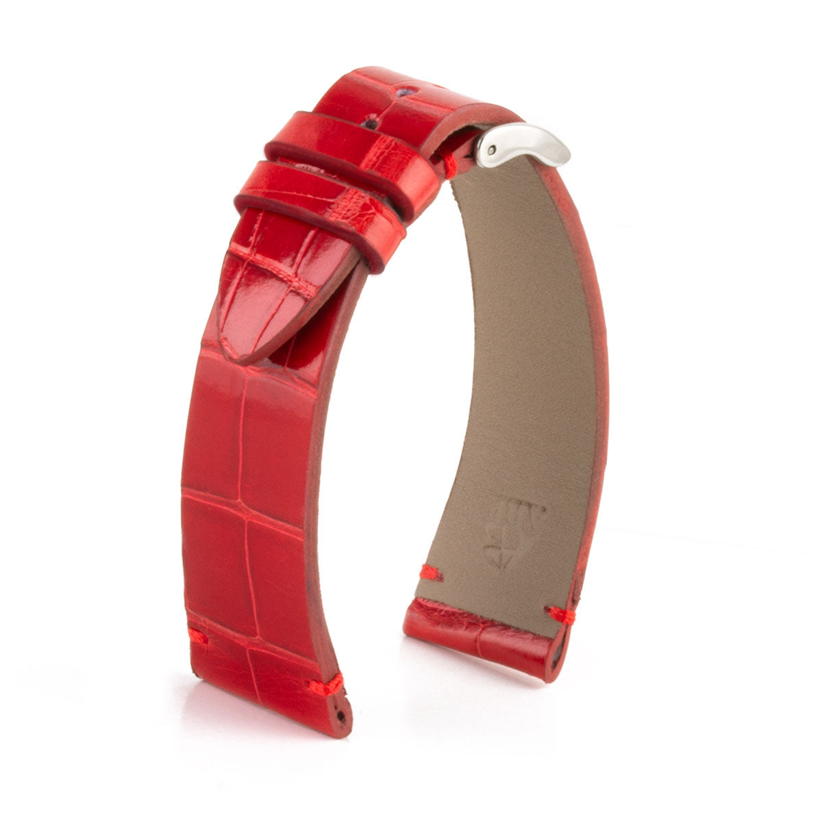 Bracelet "Retro" - Bracelet montre cuir - Alligator brillant (noir, bleu, vert, marron, bordeaux, rouge)