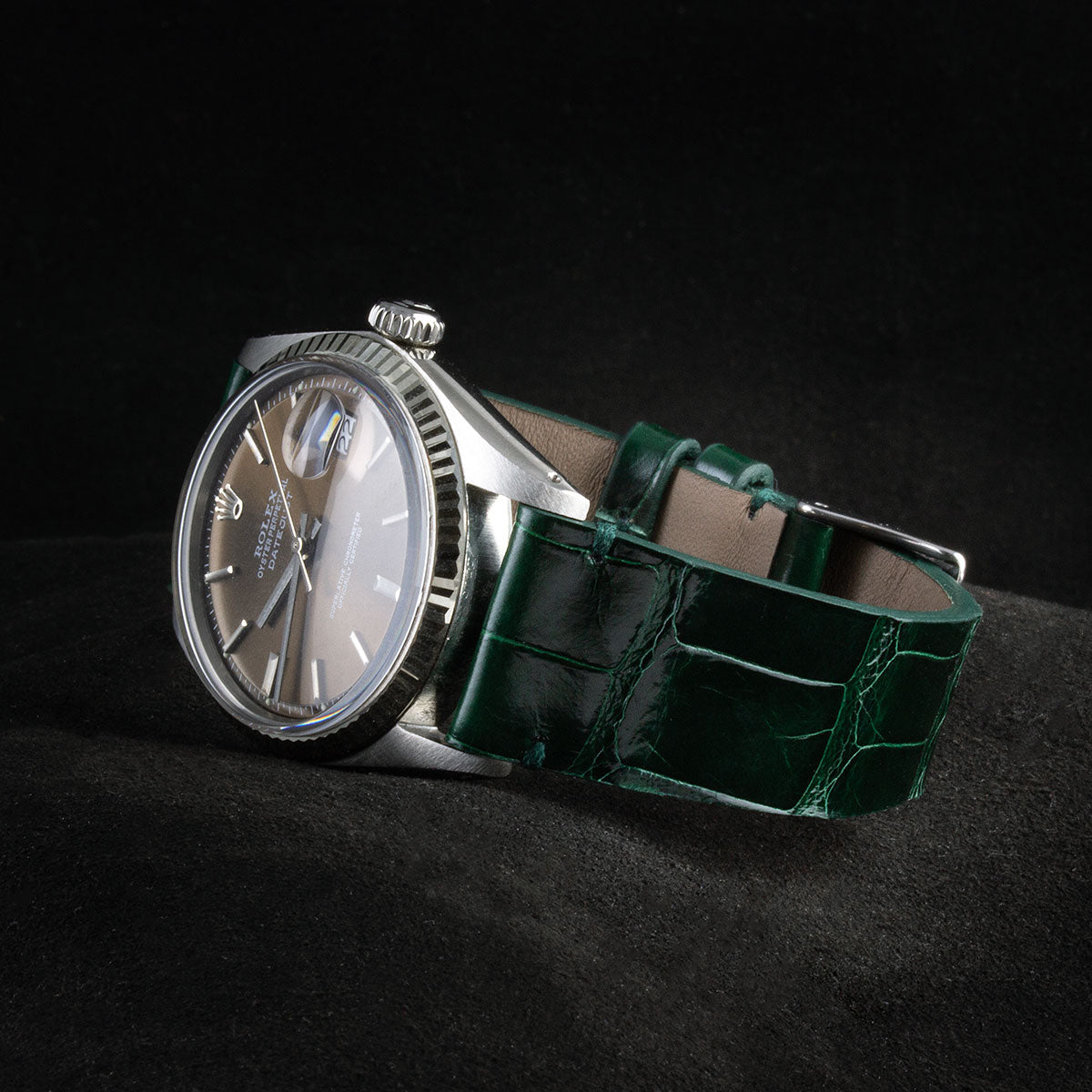 Bracelet "Retro" - Bracelet montre cuir - Alligator brillant (noir, bleu, vert, marron, bordeaux, rouge)