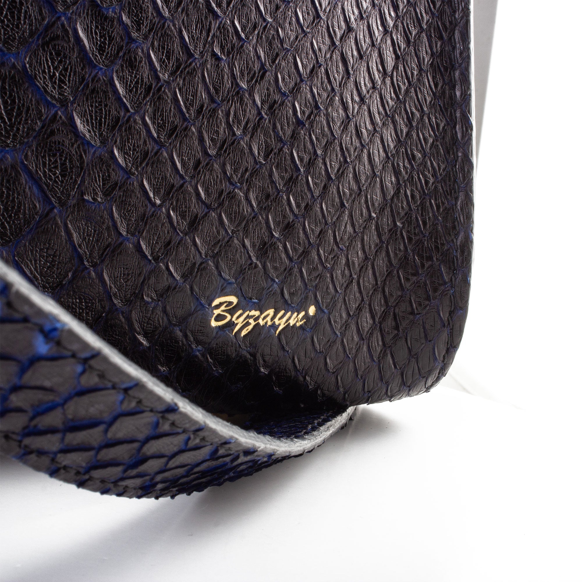 Sac à main cuir - Python noir / bleu