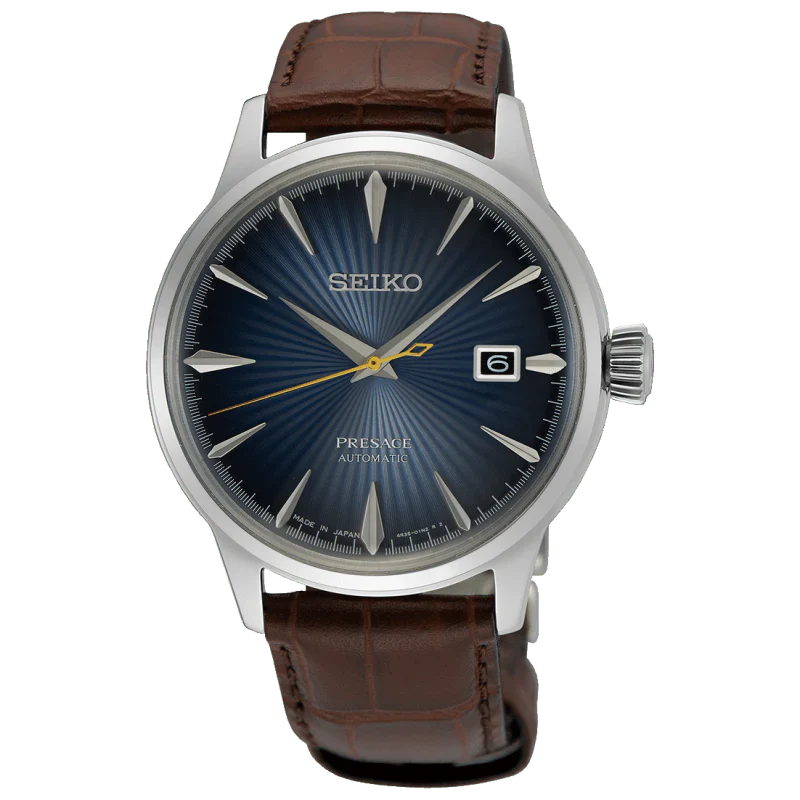 SEIKO Men's Presage Cocktail Automatic Brown Leather Watch SRPK15J1