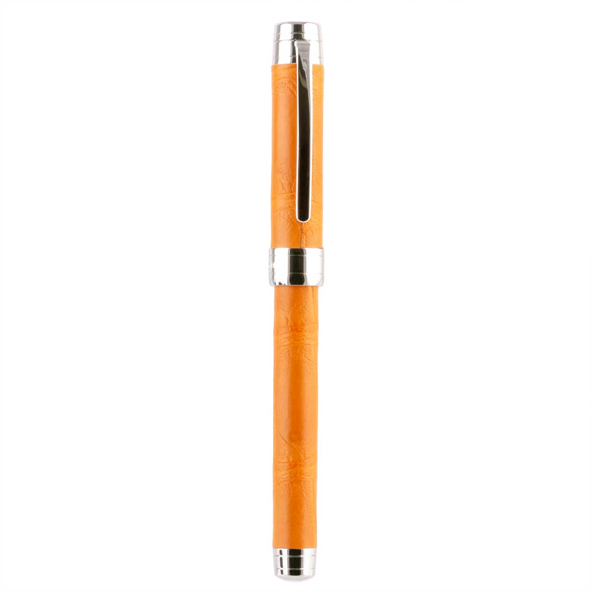 Stylo roller cuir – Acier rhodium – Alligator (noir, bleu, vert, rouge...)