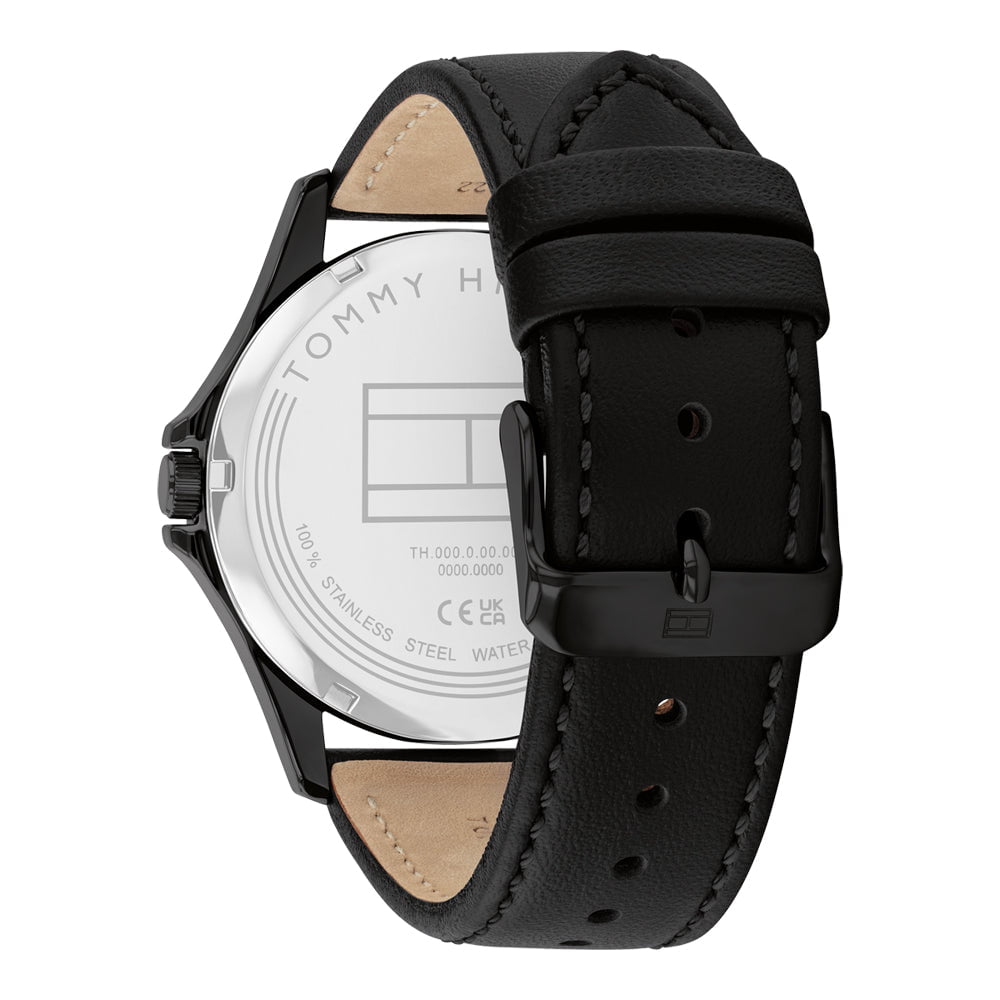 TOMMY HILFIGER Men's Bruce Black Leather Watch 1792190