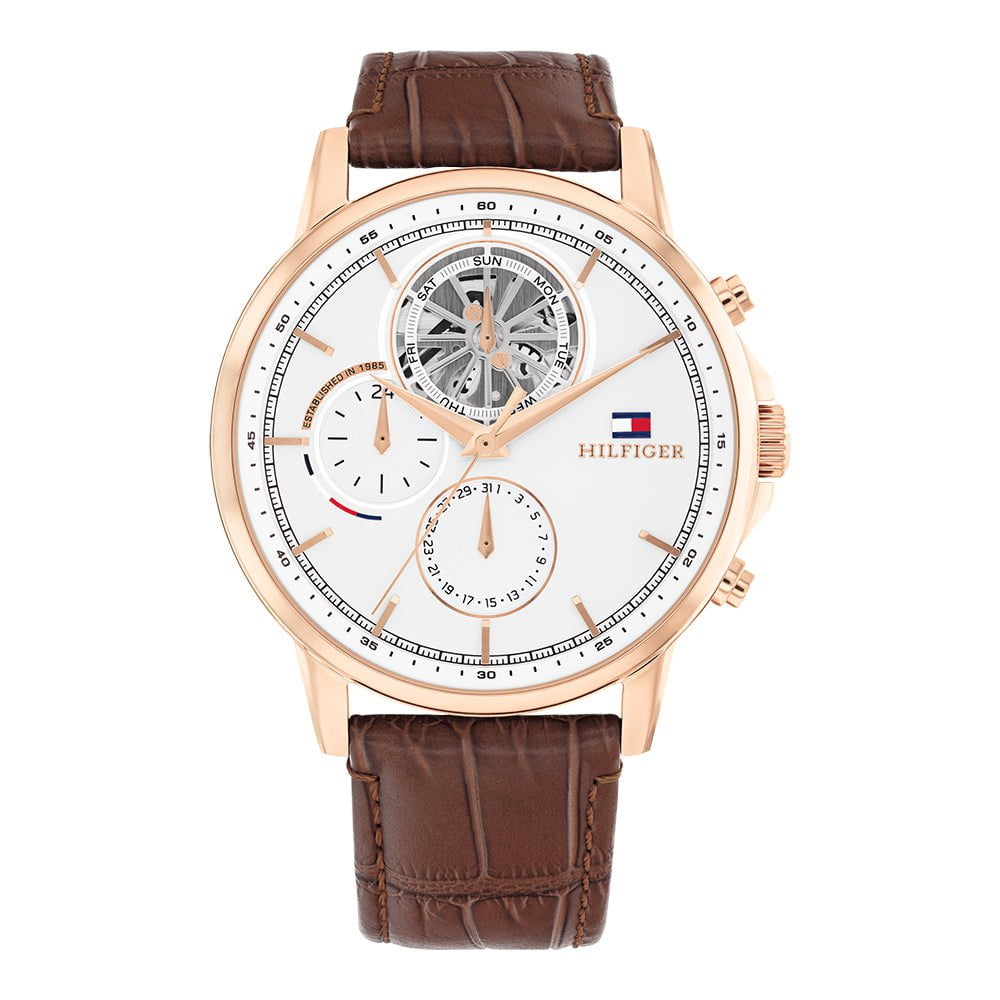 TOMMY HILFIGER Men's Stewart Brown Leather Watch 1710606