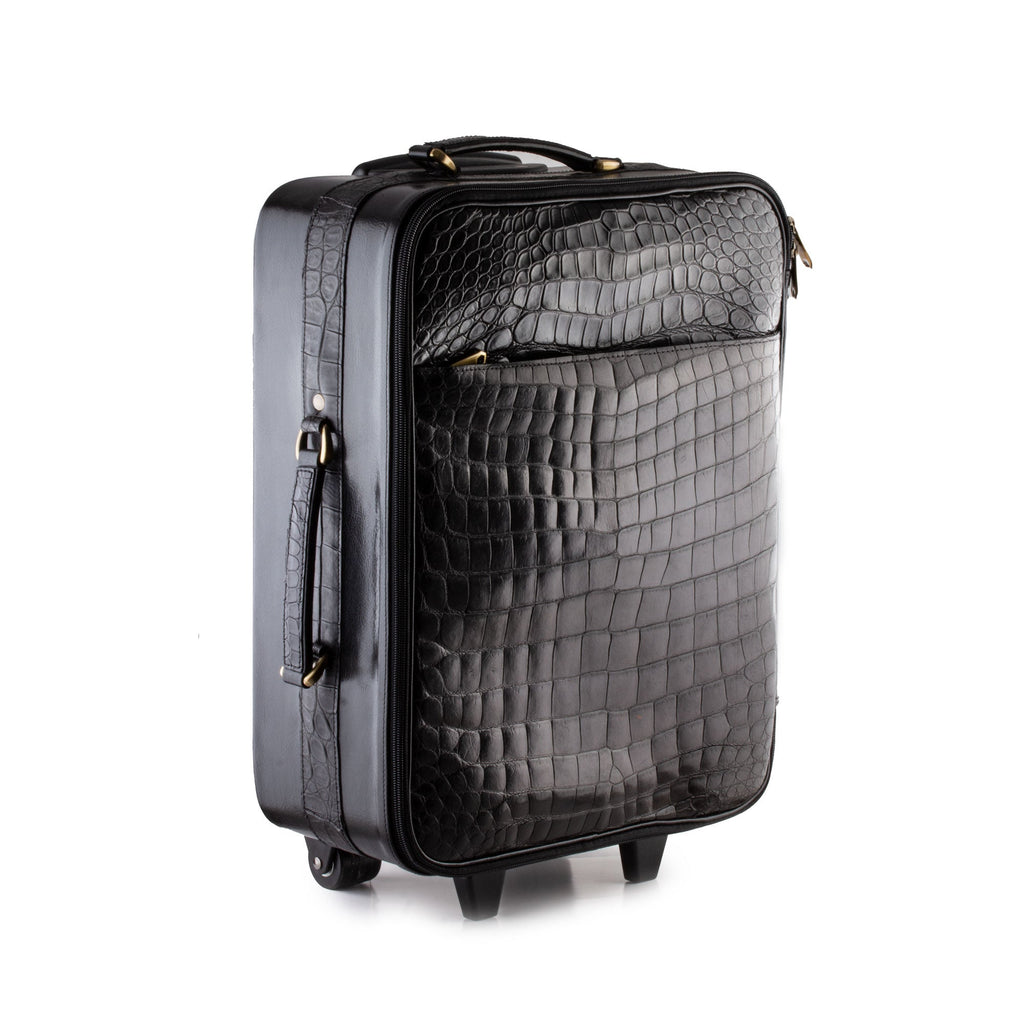 Valise cabine cuir - Alligator noir