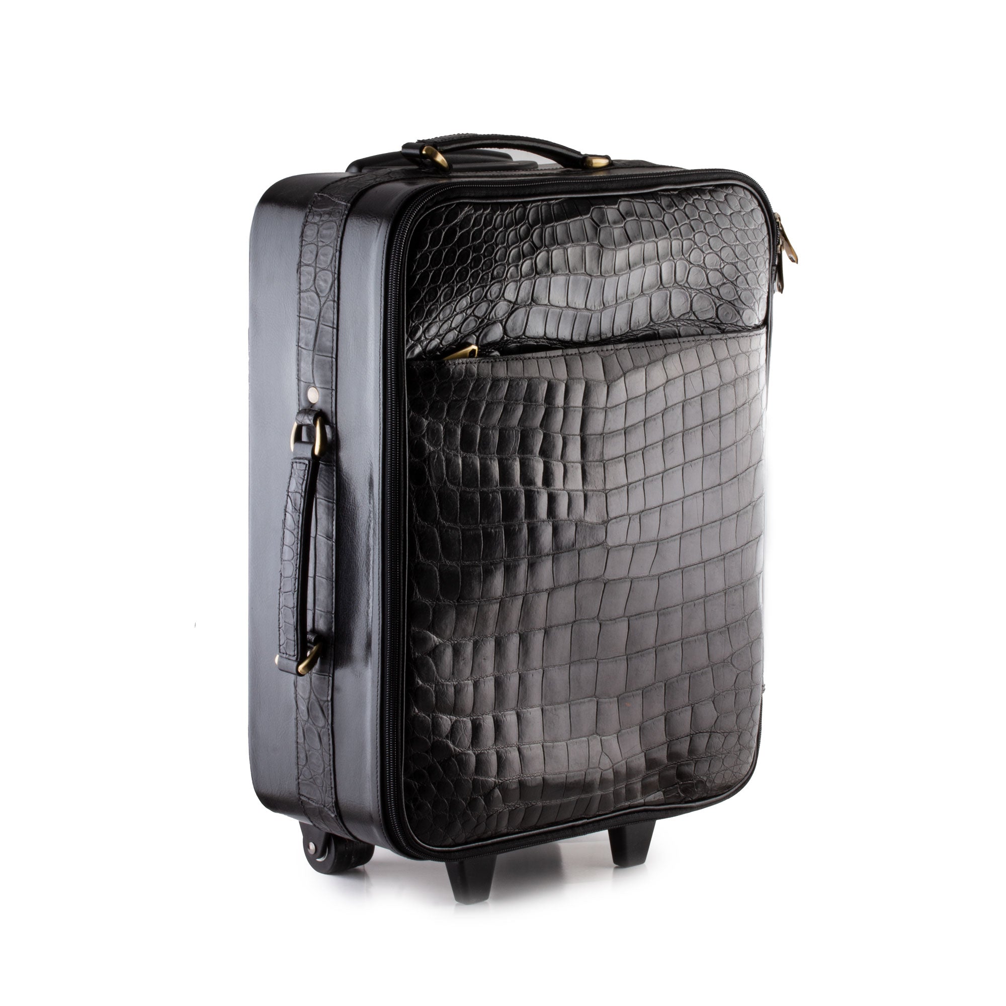 Valise cabine cuir - Alligator noir