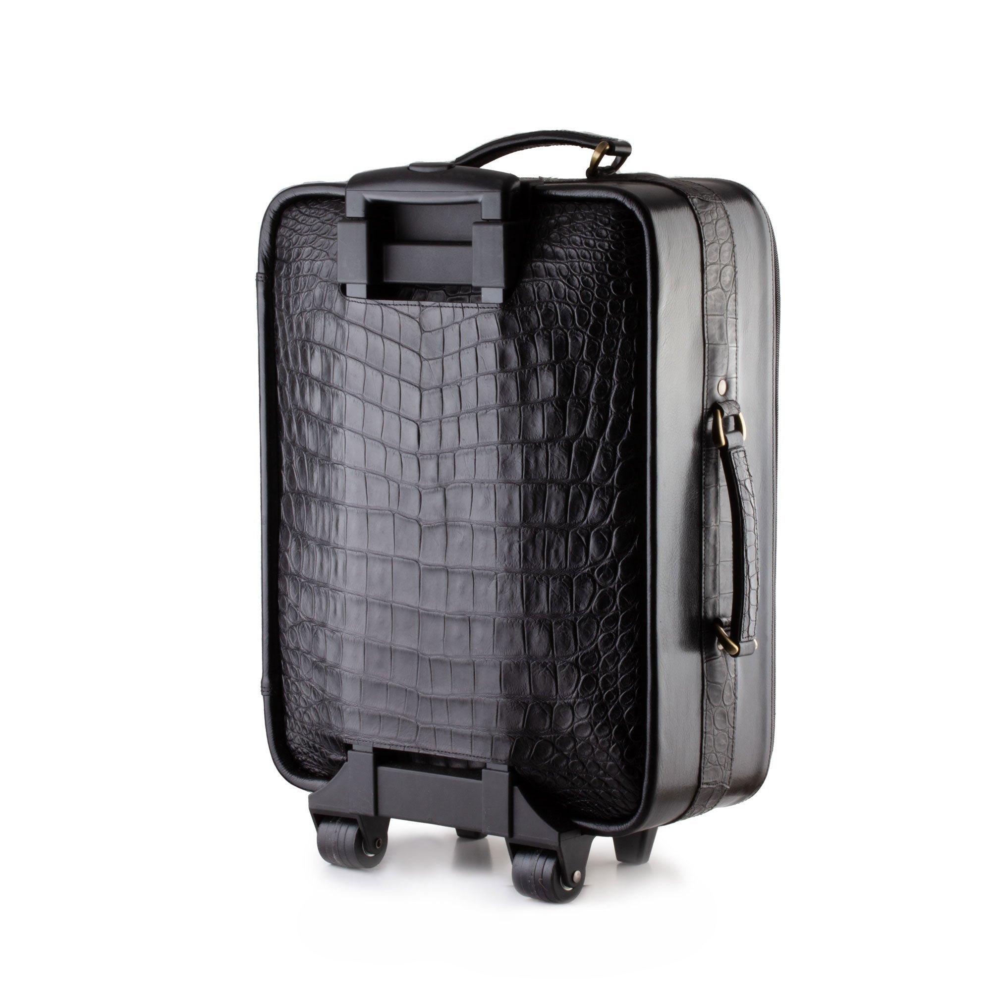 Valise cabine cuir - Alligator noir