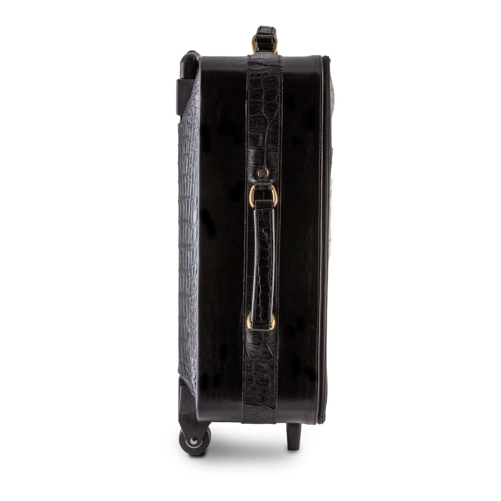 Valise cabine cuir - Alligator noir