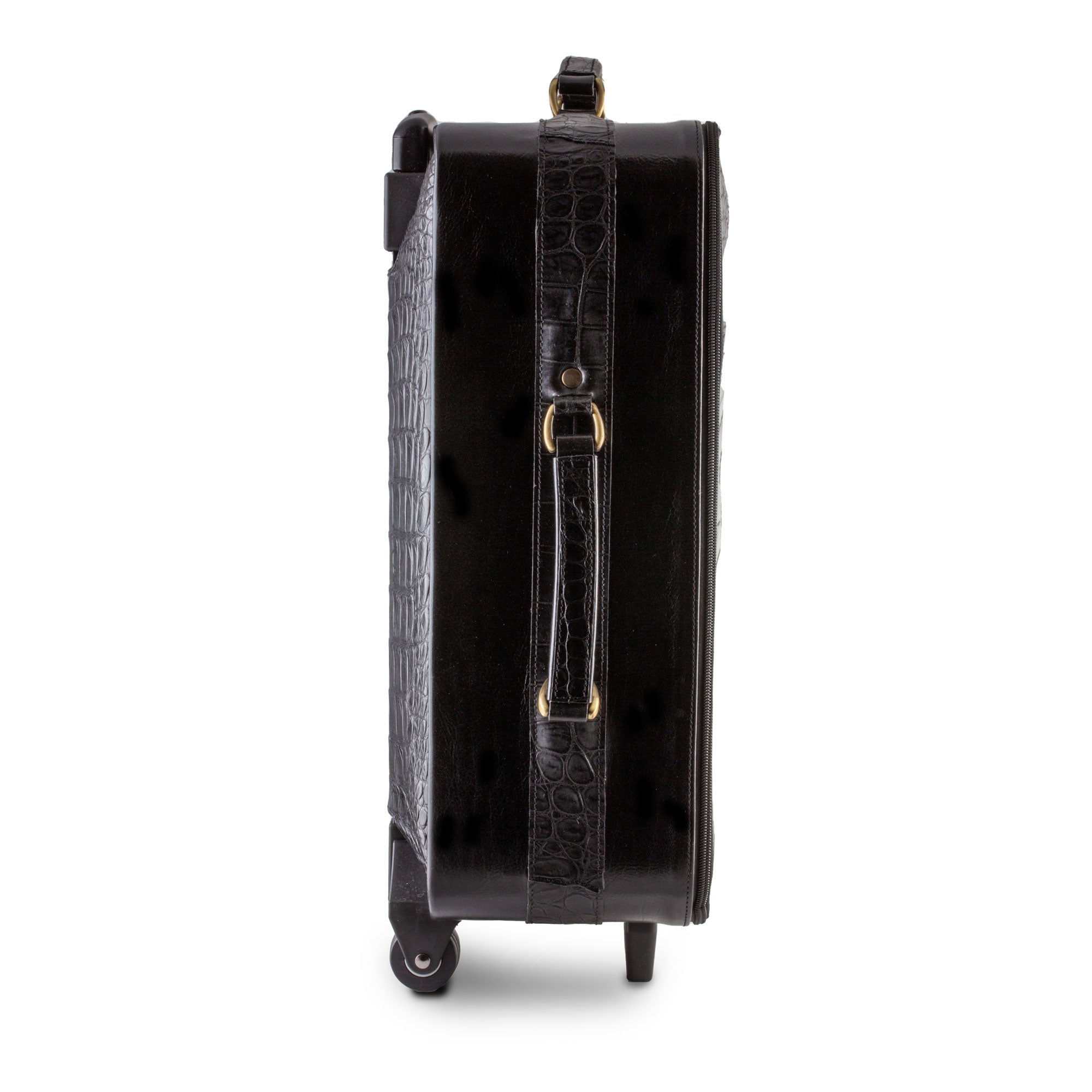 Valise cabine cuir - Alligator noir