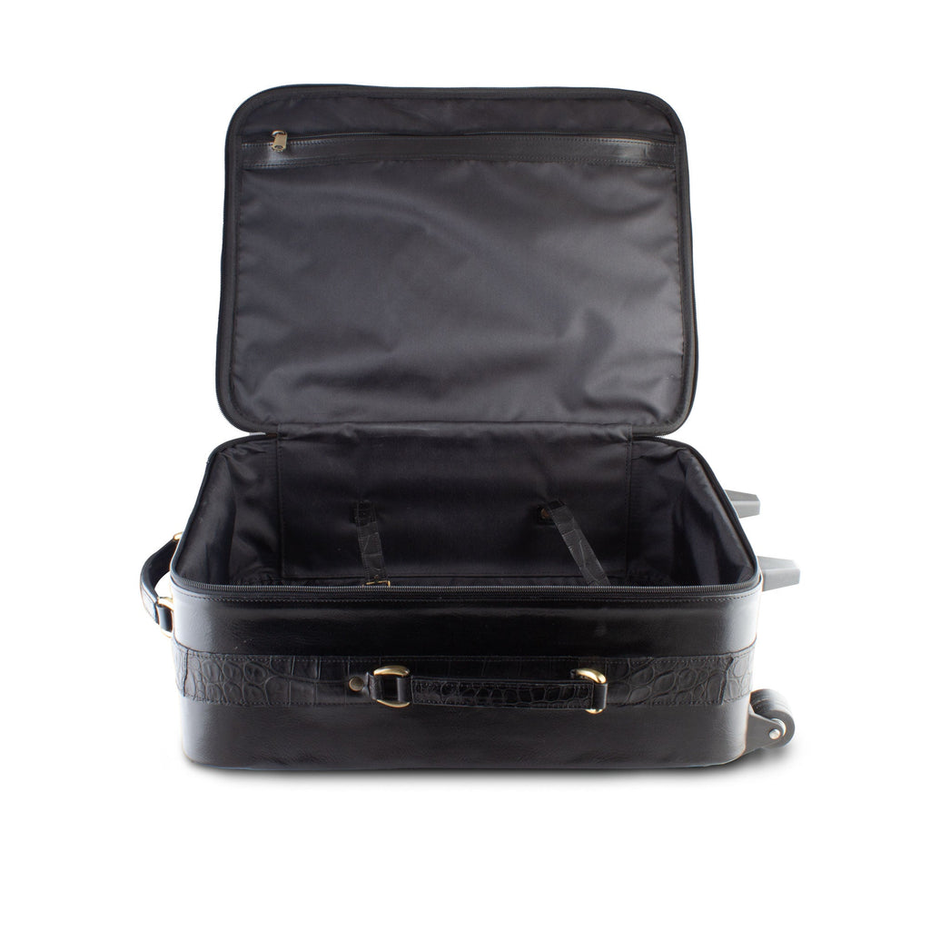 Valise cabine cuir - Alligator noir