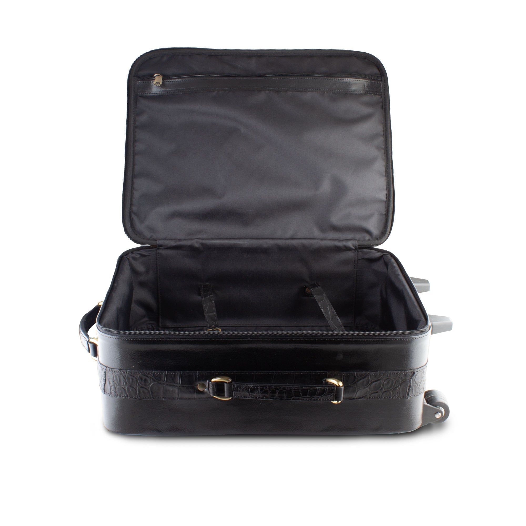 Valise cabine cuir - Alligator noir