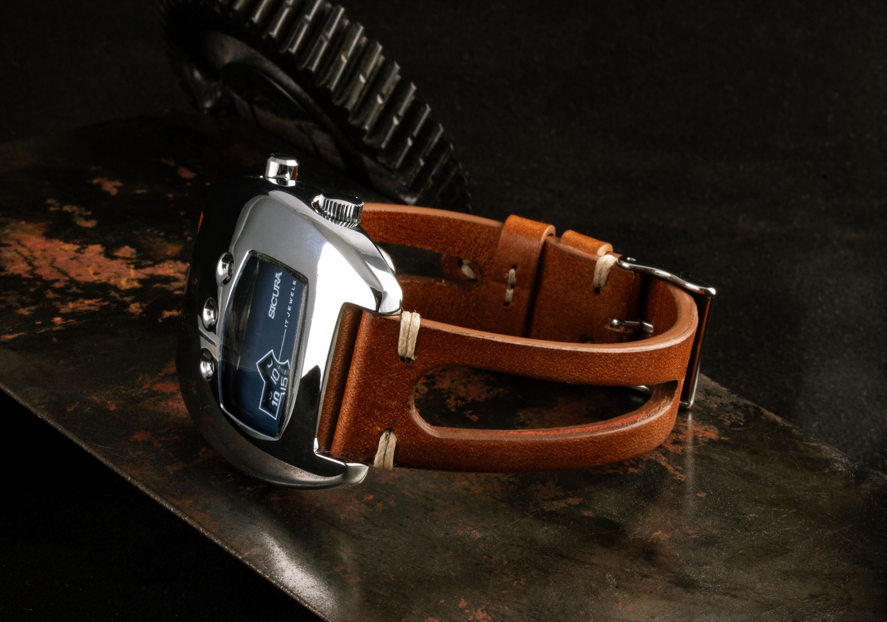 Bracelet Vintage "Sparta" - Bracelet montre cuir - Veau vieilli (noir, marron)