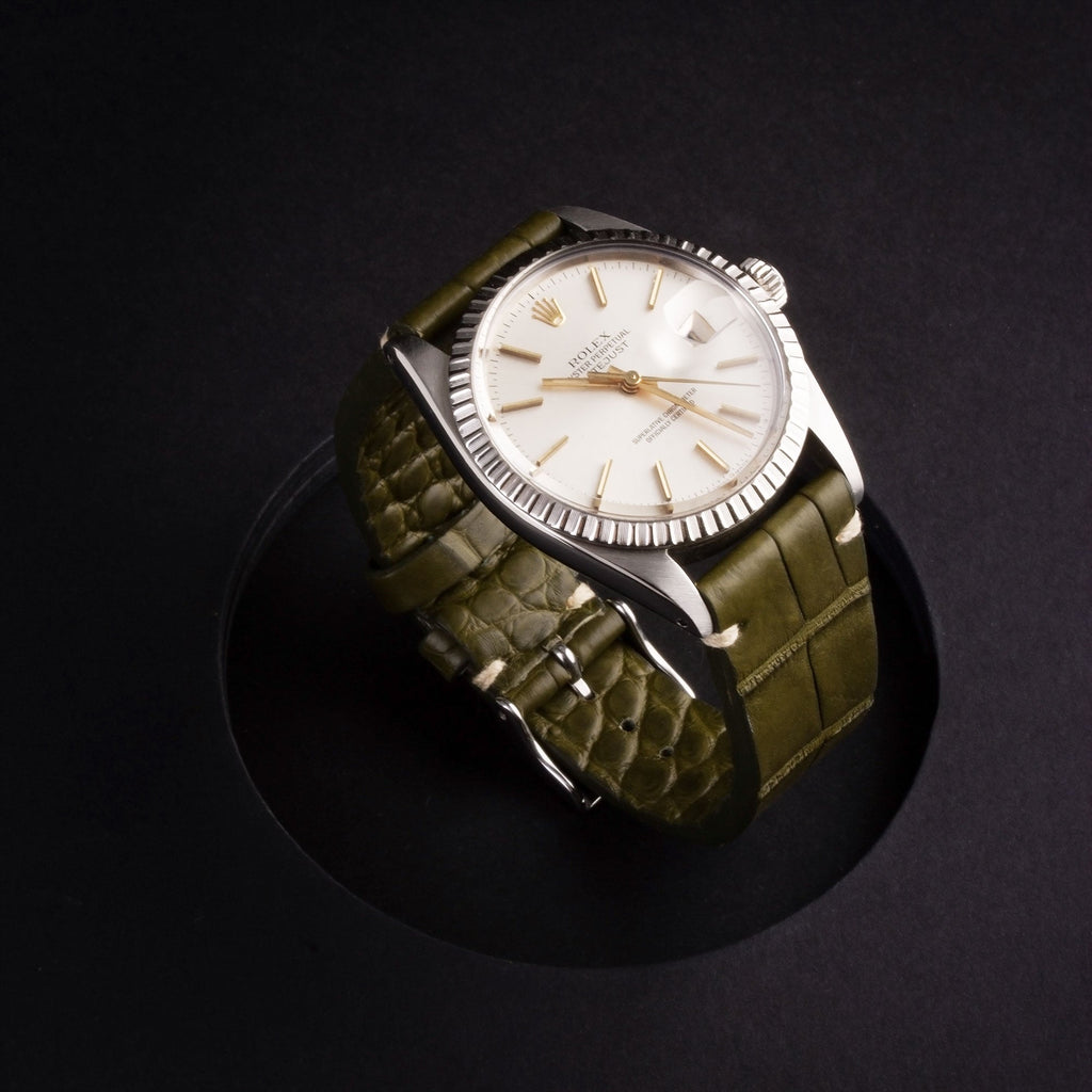 Bracelet Vintage premium - Bracelet montre cuir - Alligator (noir, marron, gris, bleu, kaki, rouge...)